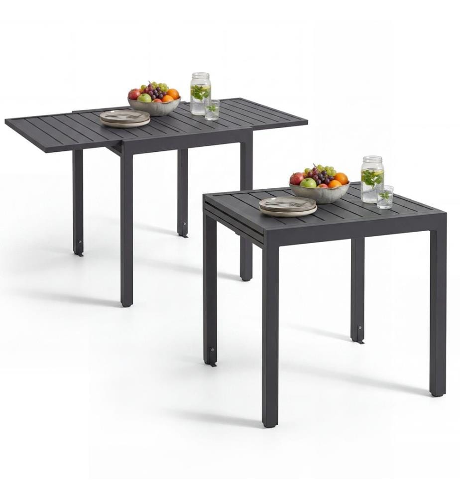 Table de jardin en aluminium Campos, extensible, réglable en hauteur - 70 x 70 140 cm