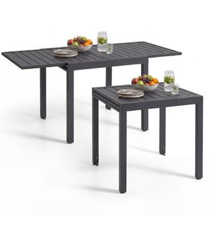 Table de jardin en aluminium Campos, extensible, réglable en hauteur - 80 x 80 160 cm