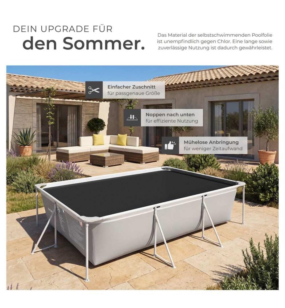 Bâche de piscine rectangulaire - 366 x 732 cm, noir