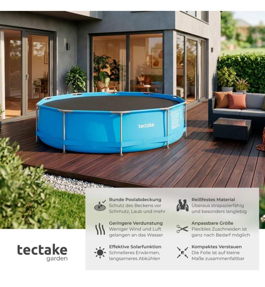 Bâche solaire ronde pour piscine - Ø 381 cm, noir