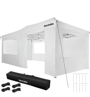 Pavillon pliable Viola 3 x 6 m, aluminium, 6 panneaux latéraux - blanc