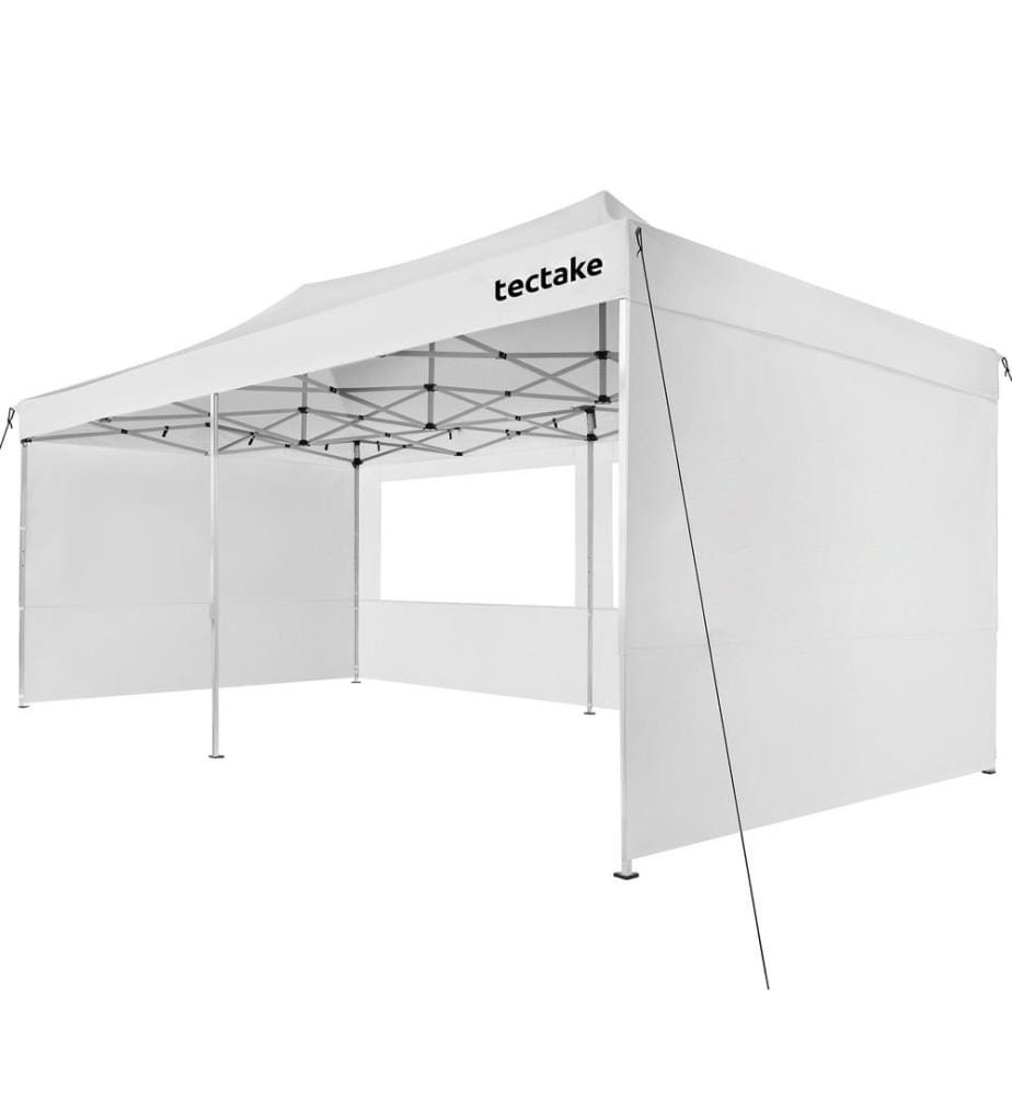 Pavillon pliable Viola 3 x 6 m, aluminium, 6 panneaux latéraux - blanc