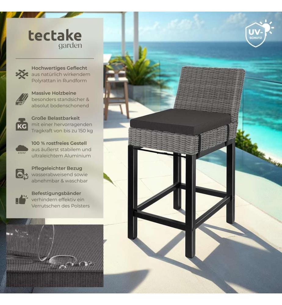 Sedia da bar in rattan Latina - grigio