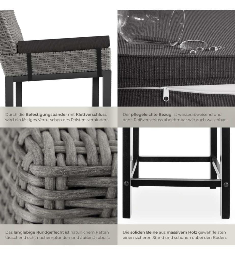 Sedia da bar in rattan Latina - grigio