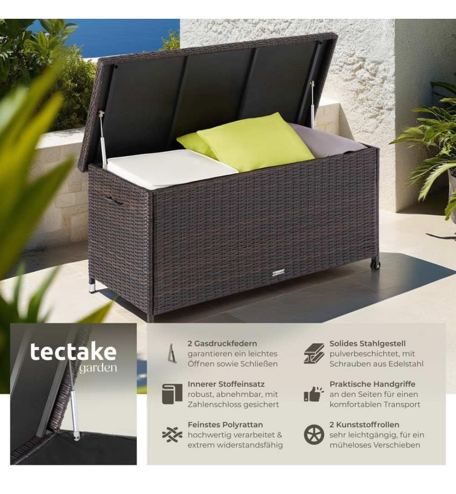 Coffre de jardin KIRUNA en rotin synthétique 121 x 56 x 60 cm 270 L - marron
