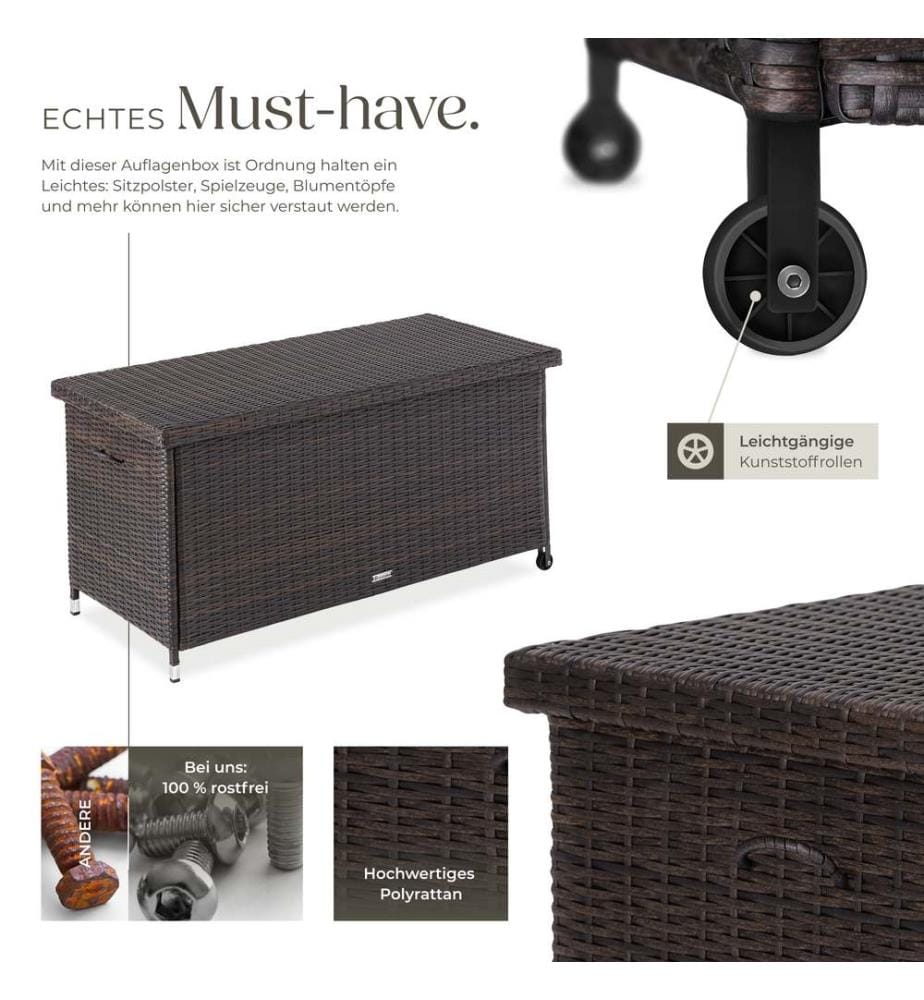 Coffre de jardin KIRUNA en rotin synthétique 121 x 56 x 60 cm 270 L - marron