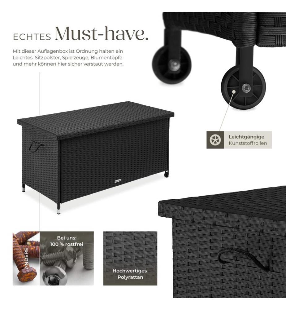 Coffre de jardin KIRUNA en rotin synthétique 121 x 56 x 60 cm 270 L - noir