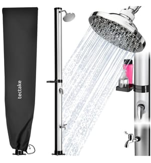 Douche solaire Tinto 20 l - noirgris, avec couverture de protectionavec porte-savon