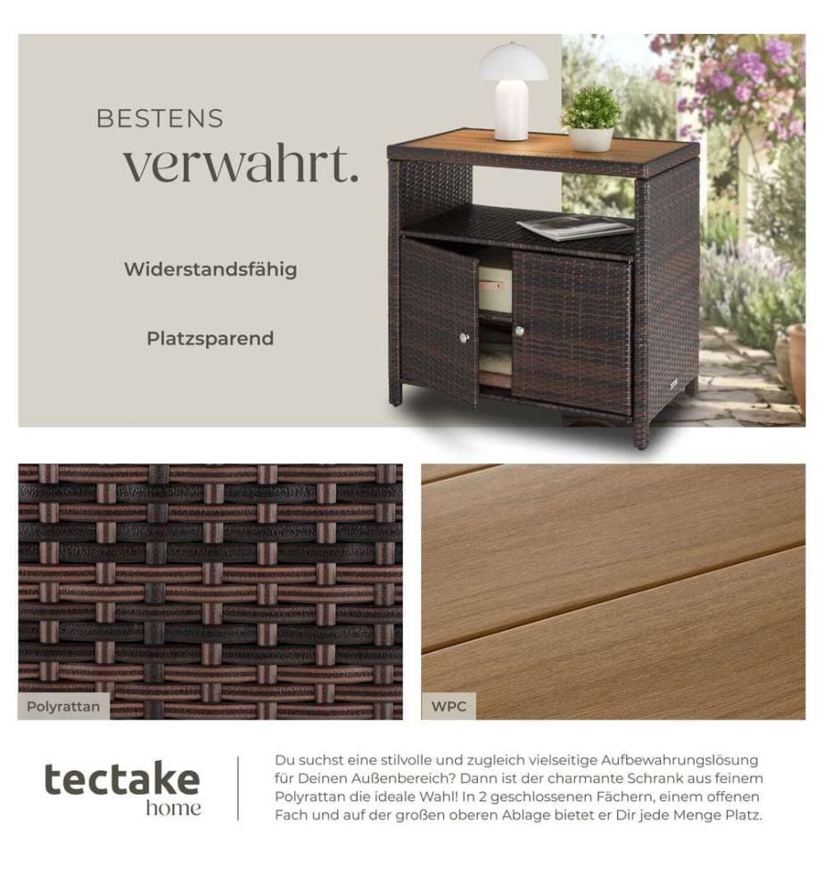 Armoire de jardin en rotin MONSCIA, lamelles en WPC aspect bois - marron