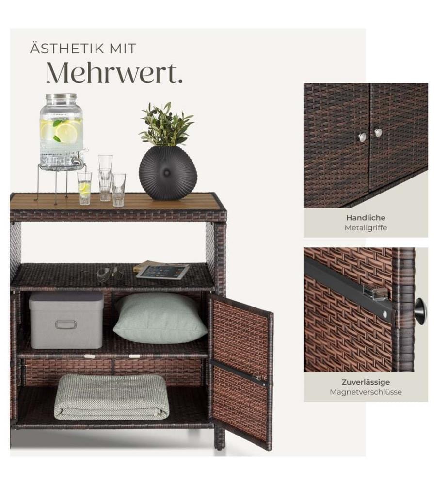 Armoire de jardin en rotin MONSCIA, lamelles en WPC aspect bois - marron