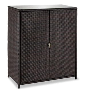 Armoire de jardin en rotin Monza, structure en aluminium, 4 compartiments - marron