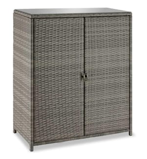 Armoire de jardin en rotin Monza, structure en aluminium, 4 compartiments - gris