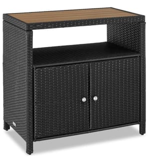 Armoire de jardin en rotin MONSCIA, lamelles en WPC aspect bois - noir
