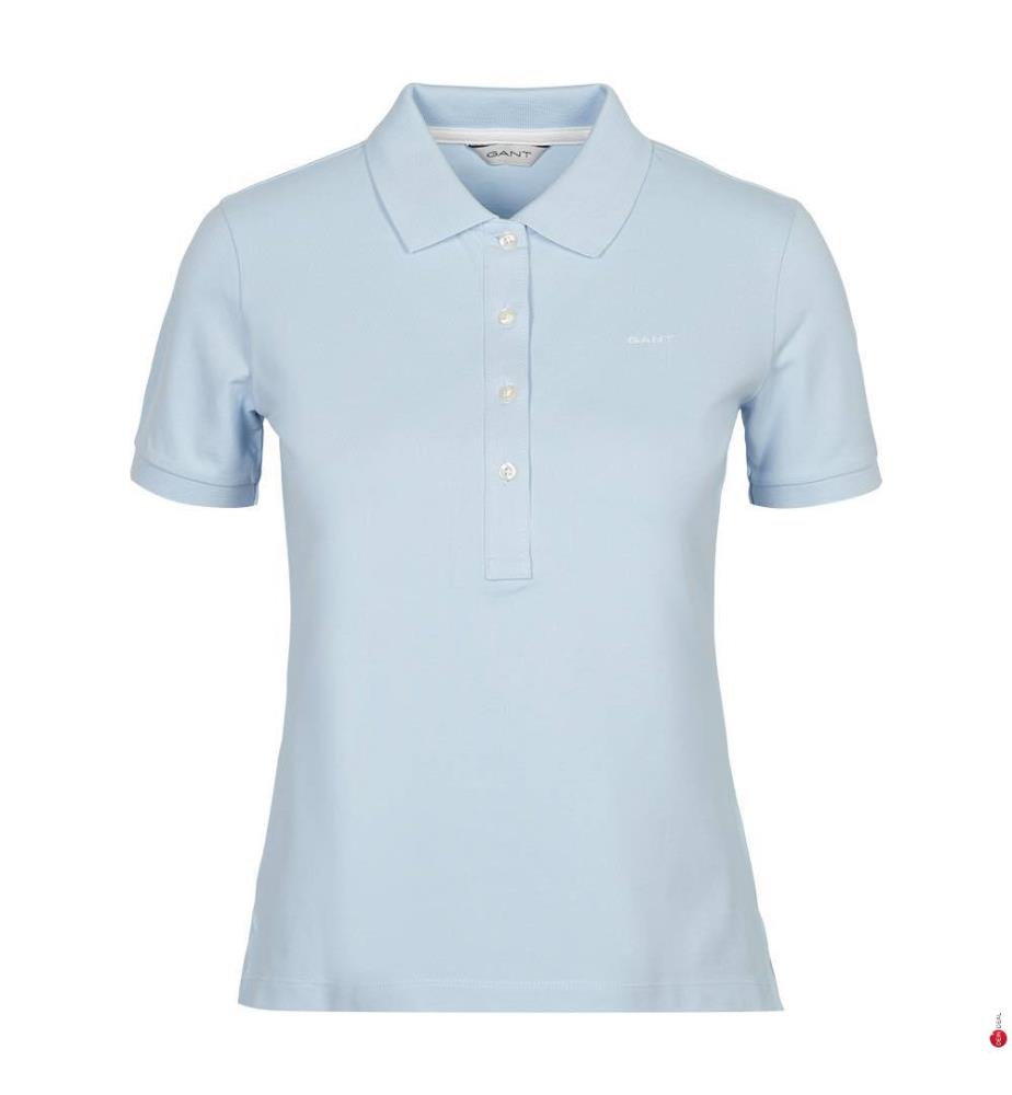 Piqué-Poloshirt mit Kontrastkragen - Frisches Blau