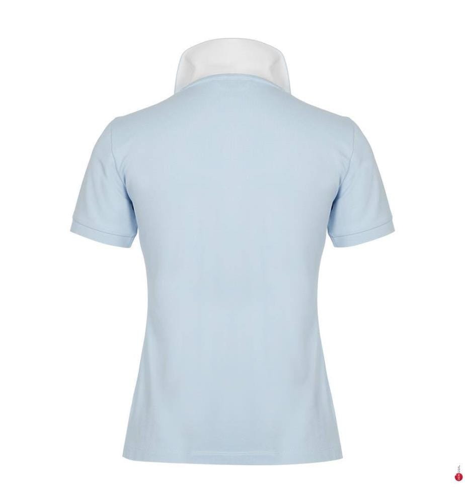 Piqué-Poloshirt mit Kontrastkragen - Frisches Blau