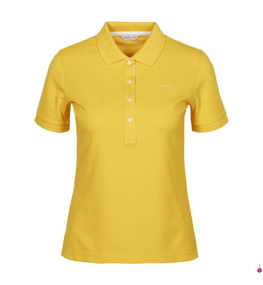 Piqué-Poloshirt mit Kontrastkragen - Narzissengelb