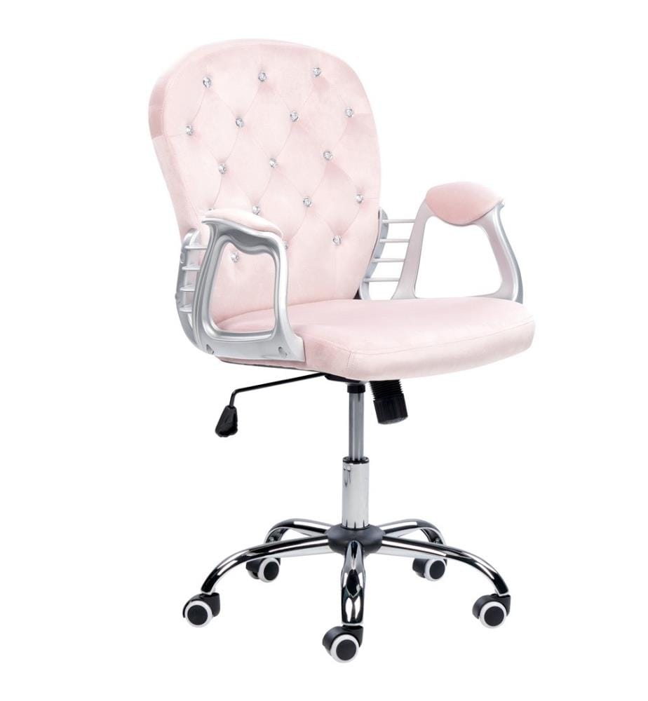 Chaise de bureau PRINCESS Velours Rose pastel