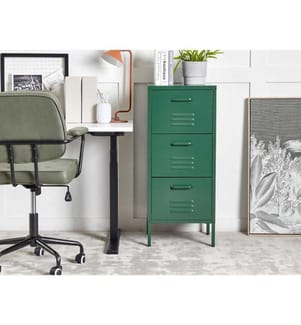 Armoire haute Rose Acier 43x40x103 cm avec 3 tiroirs Style industriel Bureau Salon Chambre Enfants Salle de bain
