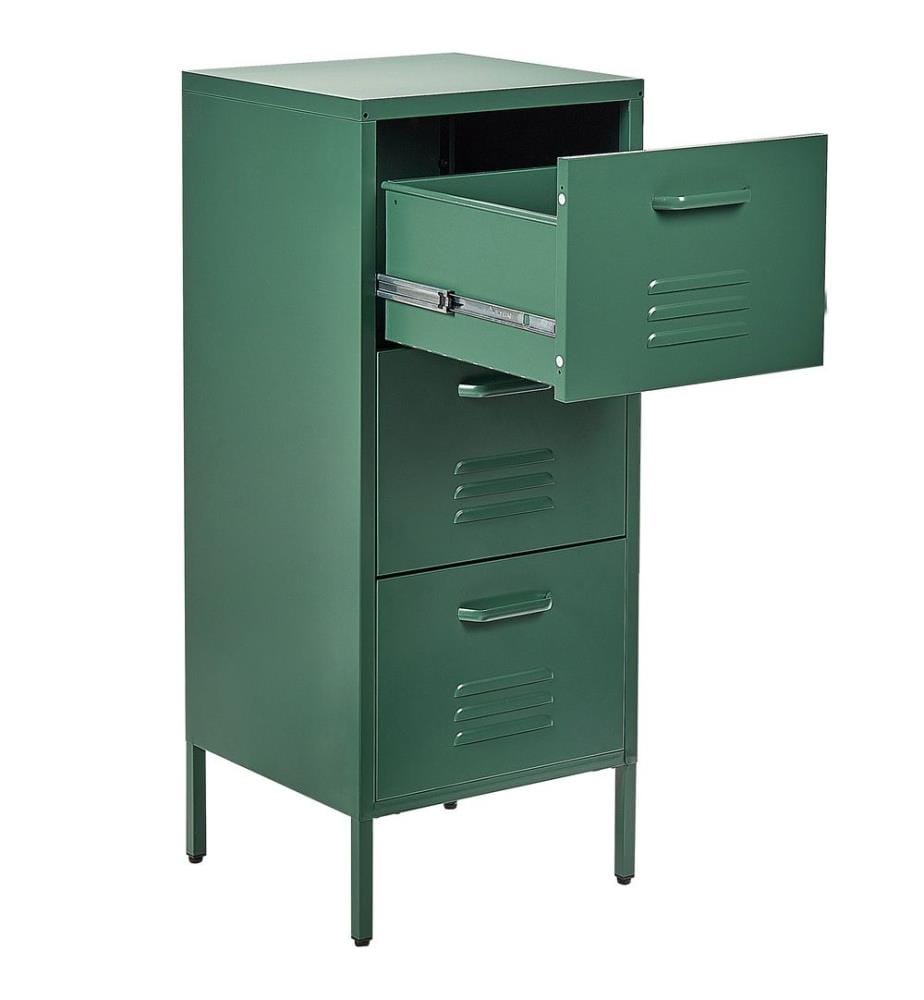Armoire haute Rose Acier 43x40x103 cm avec 3 tiroirs Style industriel Bureau Salon Chambre Enfants Salle de bain