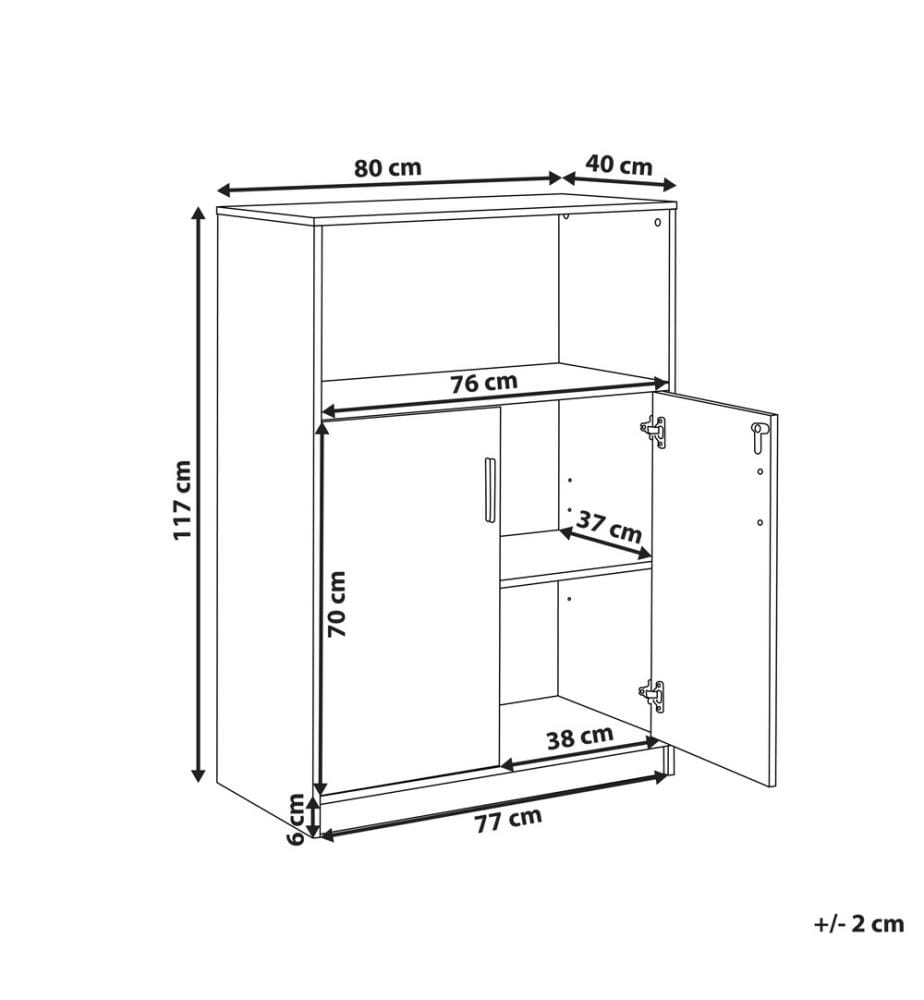 Armoire de bureau gris clair / blanc 117 x 80 x 40 cm Verrouillable avec clé Compartiment ouvert Armoire à dossiers pour salon Bureau Home Office