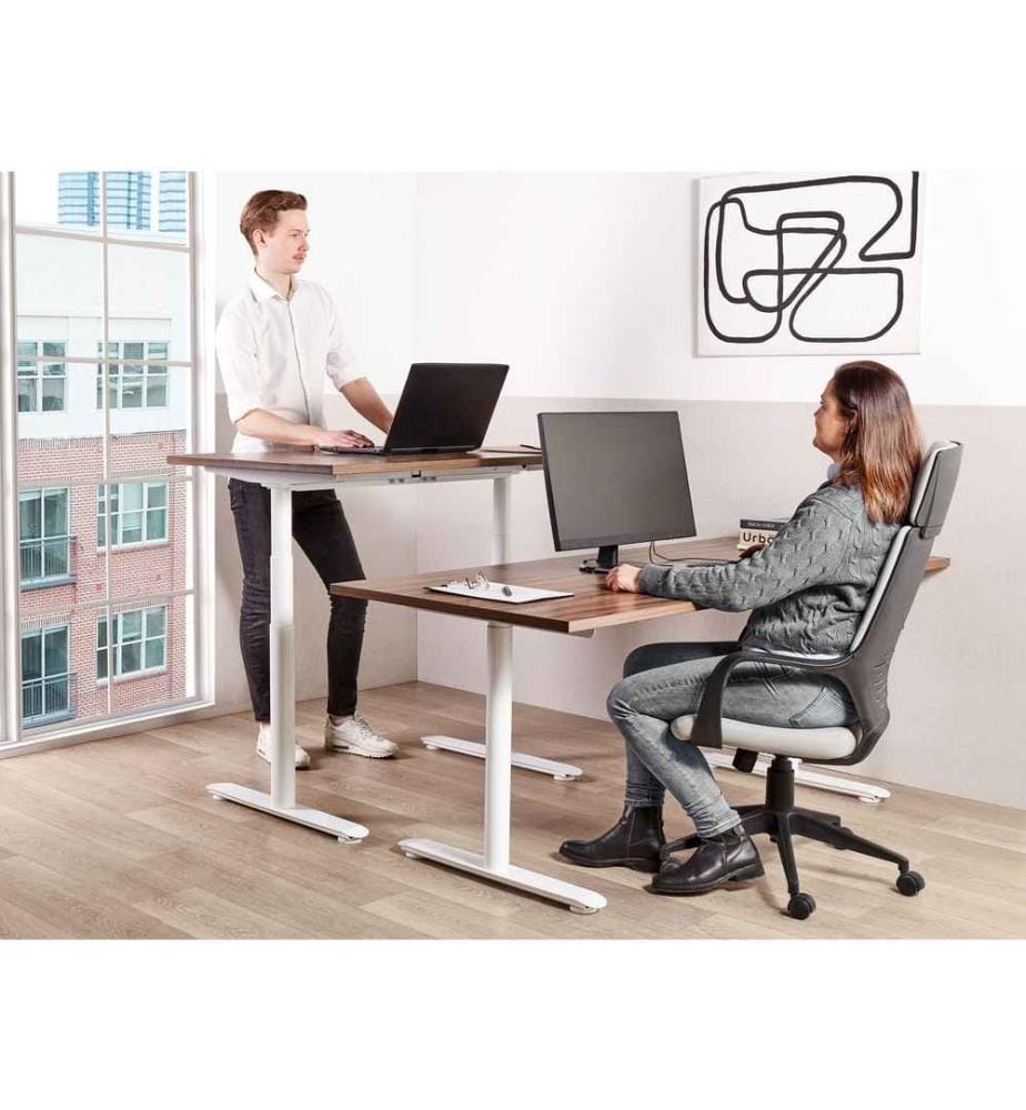 Bureau réglable en hauteur électriquement DESTINAS Marron/blanc 160 cm 72 cm