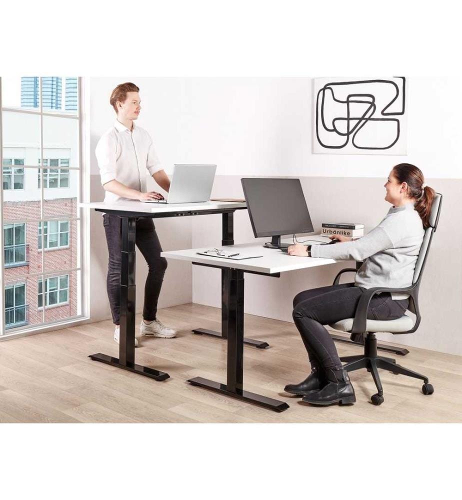 Bureau réglable en hauteur électriquement DESTINES Blanc/noir 180 cm 80 cm