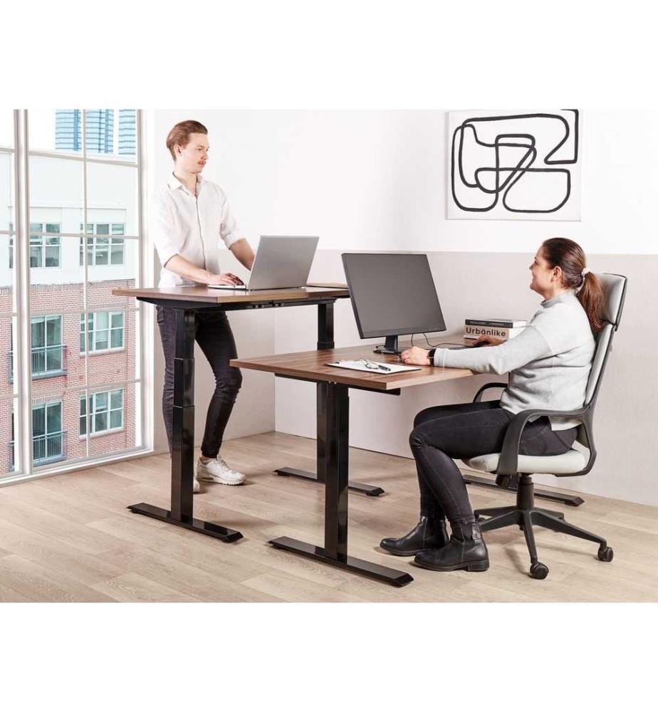 Bureau réglable en hauteur électriquement DESTINES Marron/noir 160 cm 72 cm