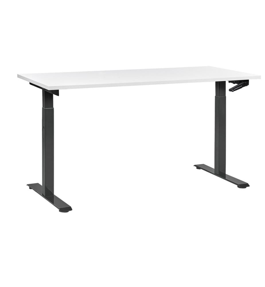 Bureau réglable en hauteur manuellement DESTINES Blanc/noir 160 cm 72 cm