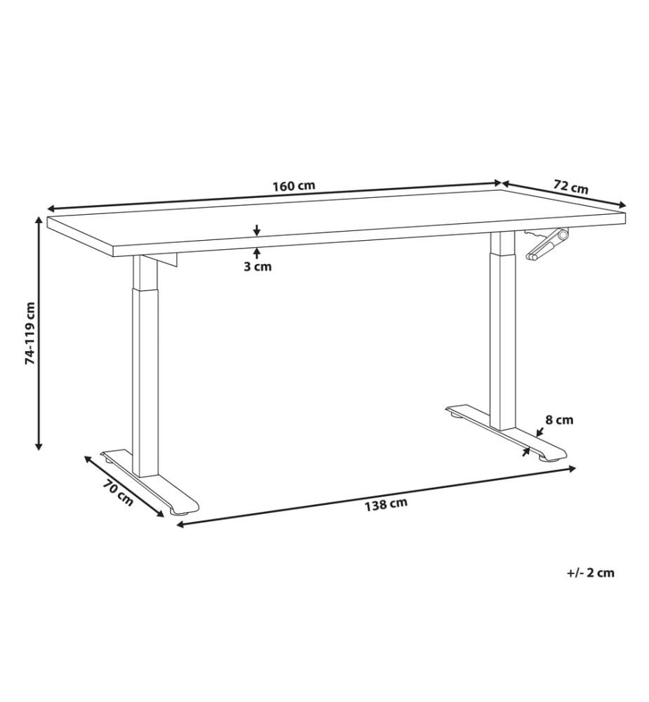 Bureau réglable en hauteur manuellement DESTINES Marron/noir 160 cm 72 cm