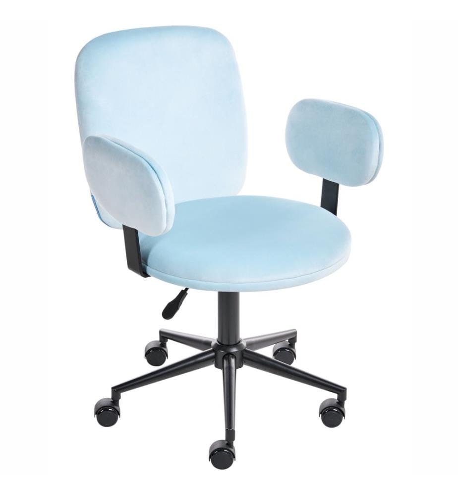 Chaise de bureau MORAGA Velours Bleu clair