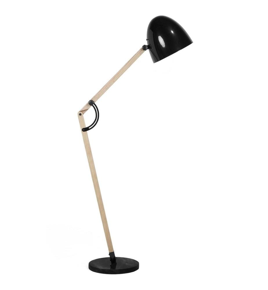 Lampadaire HETTON Réglable Bois de chêne Noir