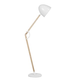 Lampada da pavimento HETTON Regolabile Legno di quercia Bianco