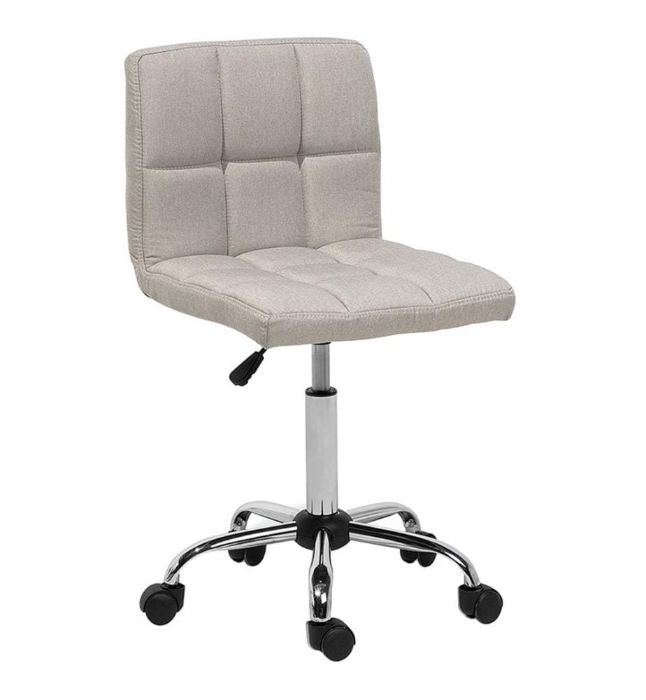 Arbeitshocker Beige mit quadratisches Steppmuster Arbeitsstuhl Elegant Modern
