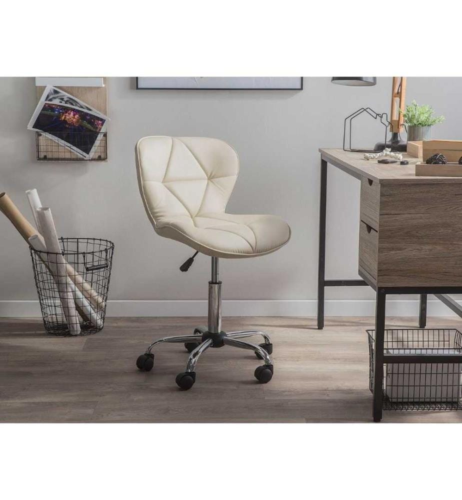 Arbeitshocker Beige aus Kunstleder mit trendy Ausstrahlung Arbeitsstuhl Elegant Modern