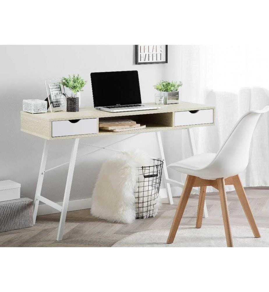 Table de bureau CLARITA Marron clair 120 cm 48 cm avec tiroirs