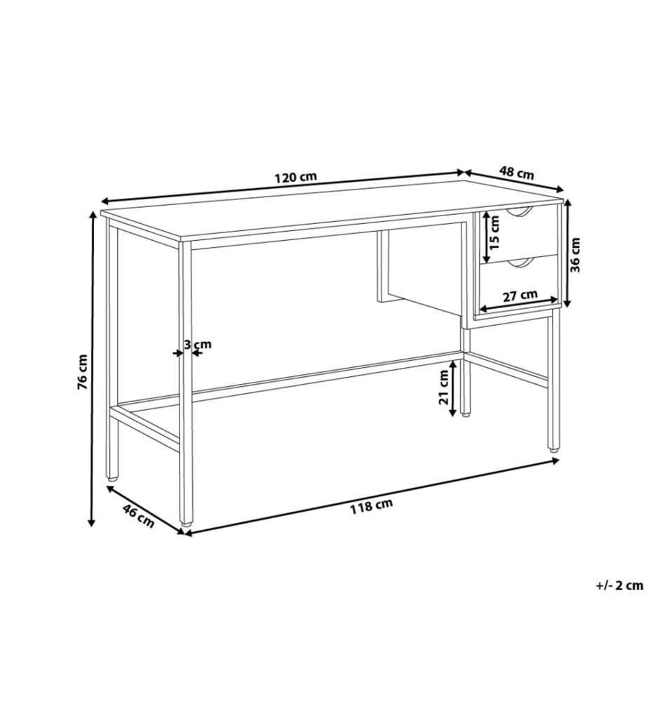 Table de bureau GRANT Marron clair 120 cm 48 cm avec tiroirs