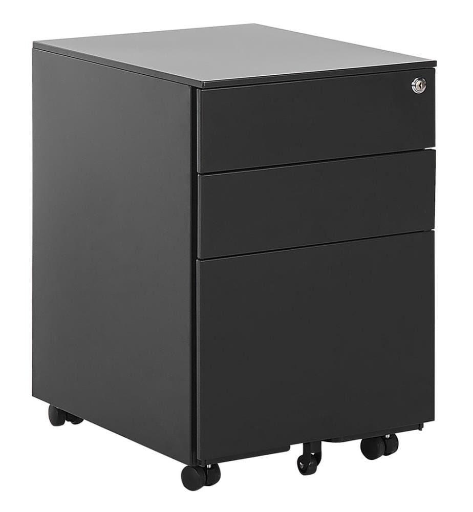 Caisson de Bureau en Acier Noir Composé de Trois Tiroirs pour Rangement Dossiers Design Industriel