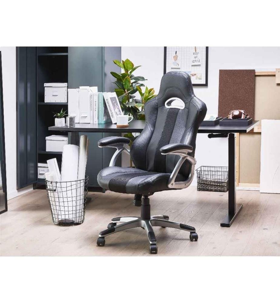 Bürostuhl Schwarz Kunstleder Drehbar Gaming Schreibtisch Modern