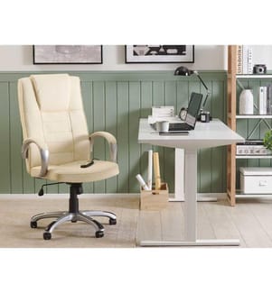Fauteuil massant avec fonction chauffante GRANDEUR Cuir PU Beige