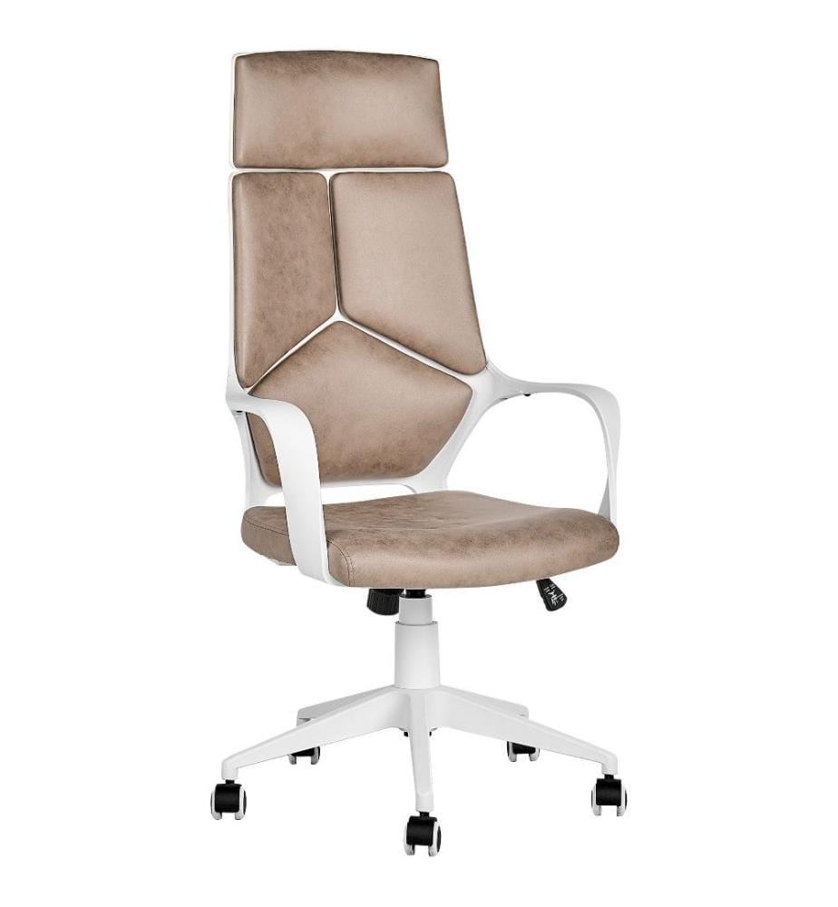 Bürostuhl Taupe und Weiss Höhenverstellbar Drehbar auf Rollen Bequemer Drehstuhl Modernes Design für Büro Home Office