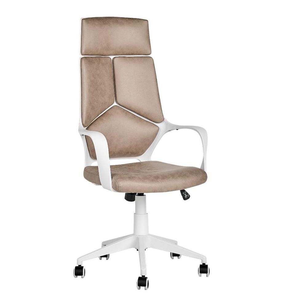 Bürostuhl Taupe und Weiss Höhenverstellbar Drehbar auf Rollen Bequemer Drehstuhl Modernes Design für Büro Home Office