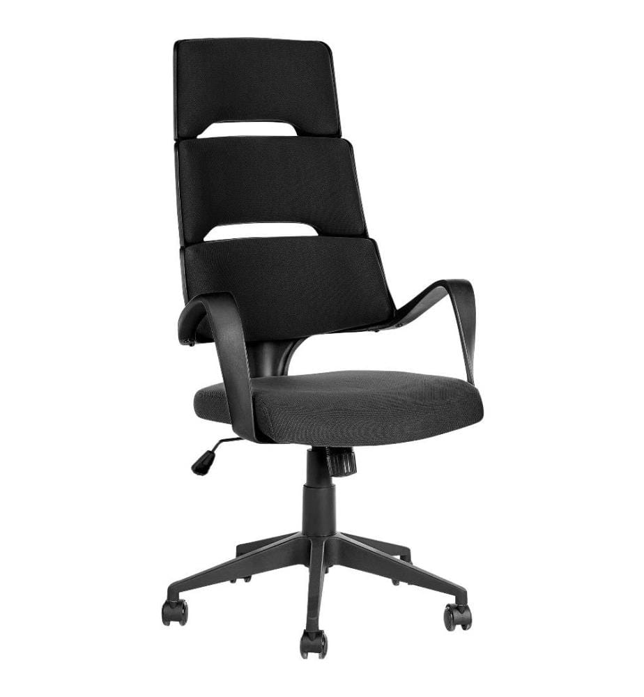 Chaise de Bureau en Tissu Noir Siège Pivotant pour Ordinateur Siège Réglable Dossier Inclinable