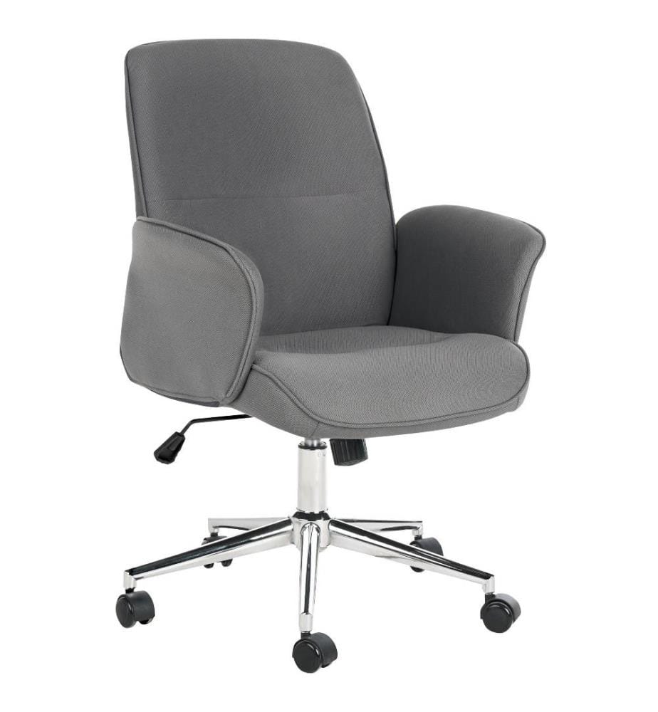 Fauteuil de Bureau en Synthétique Gris Structure Métallique Dossier Réglable et Pivotante.Home Office Élégant