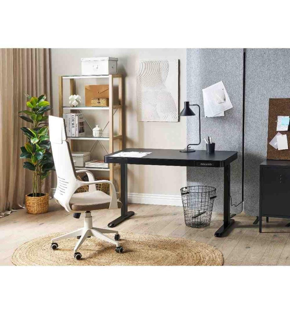 Bureau réglable en hauteur électriquement KENLY Noir 120 cm 60 cm avec port USB