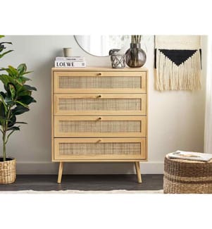 Commode à 4 tiroirs PEROTE Rotin Marron clair