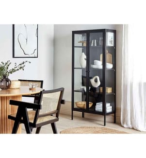 Vitrine en verre HARTY Métal 80 cm Noir