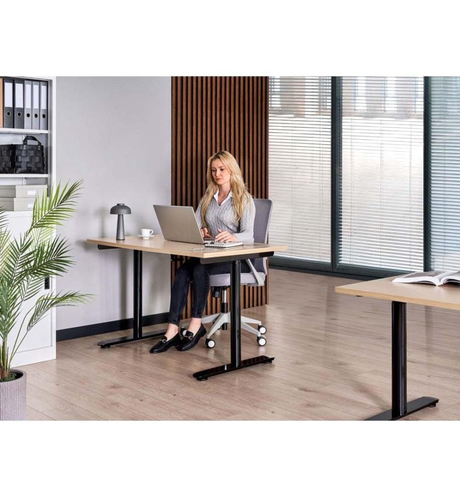 Bureau réglable en hauteur manuellement DESTINAS Noir/marron clair 120 cm 72 cm