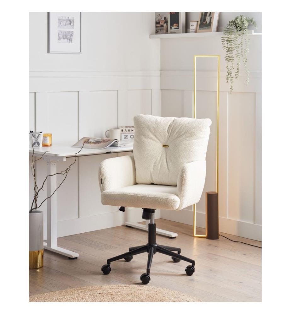 Chaise de bureau ALPINE Bouclé Blanc cassé