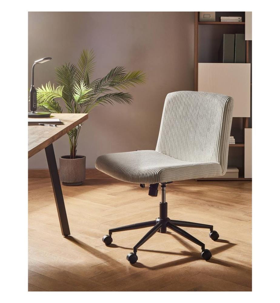 Chaise de bureau GEDDES Velours côtelé Blanc