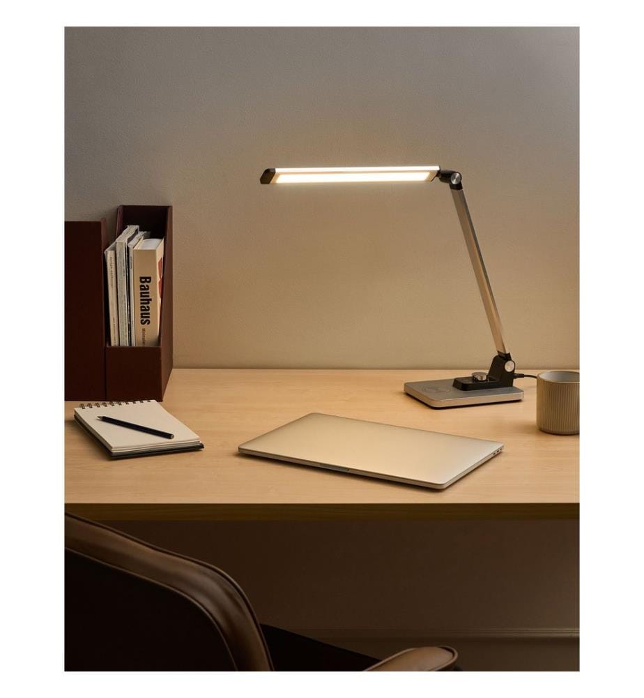 Lampada da scrivania a LED ENIF con Caricatore wireless Argento